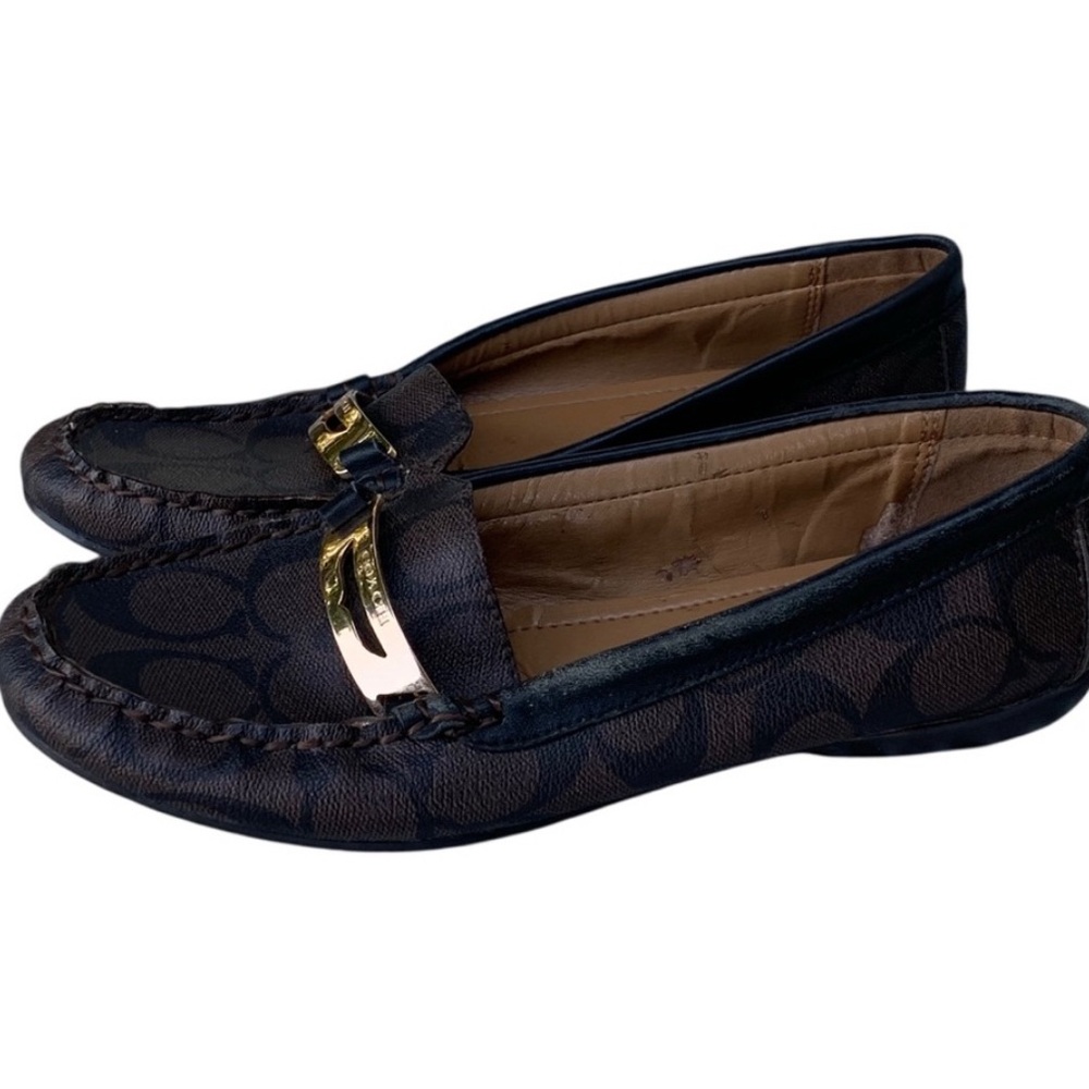 COACH Women's Olympia Pebble Grain Flat Slip On Loafers, Leather Brown 7.5 B - Picture 7 of 10